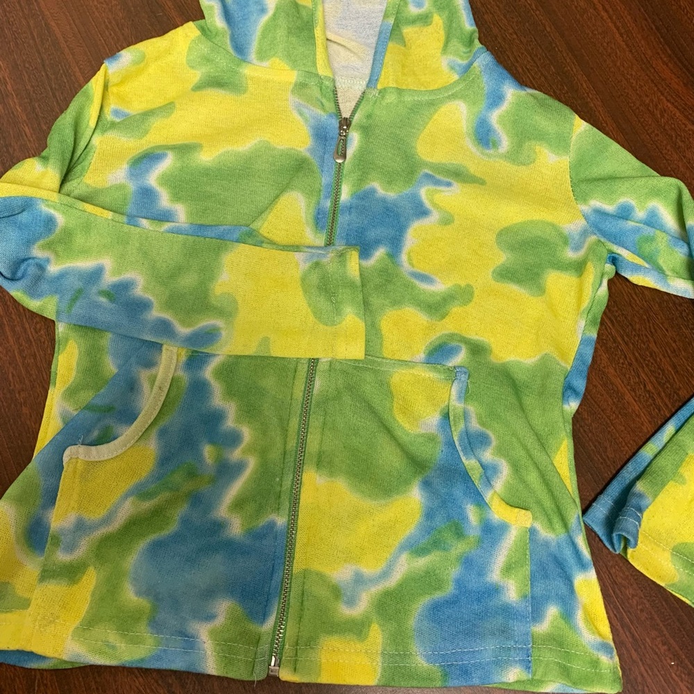 EUC light-weight girls hoodie tie-dye zipftont, M